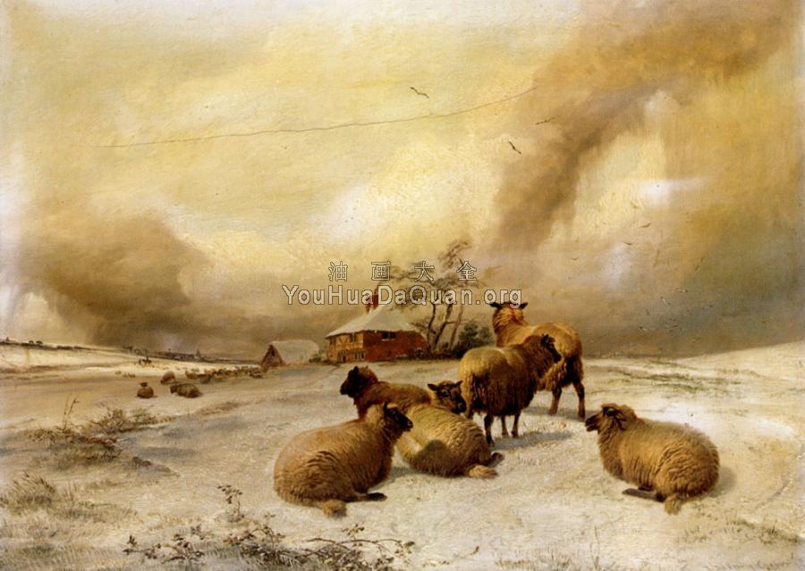Sheep In A Winter Landscape - 托马斯·辛德尼·库珀